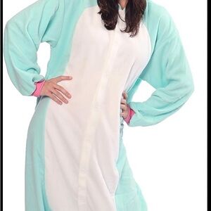 Oversized Critter Costume Aqua and White Onesie Pajamas One Size Fits Most
